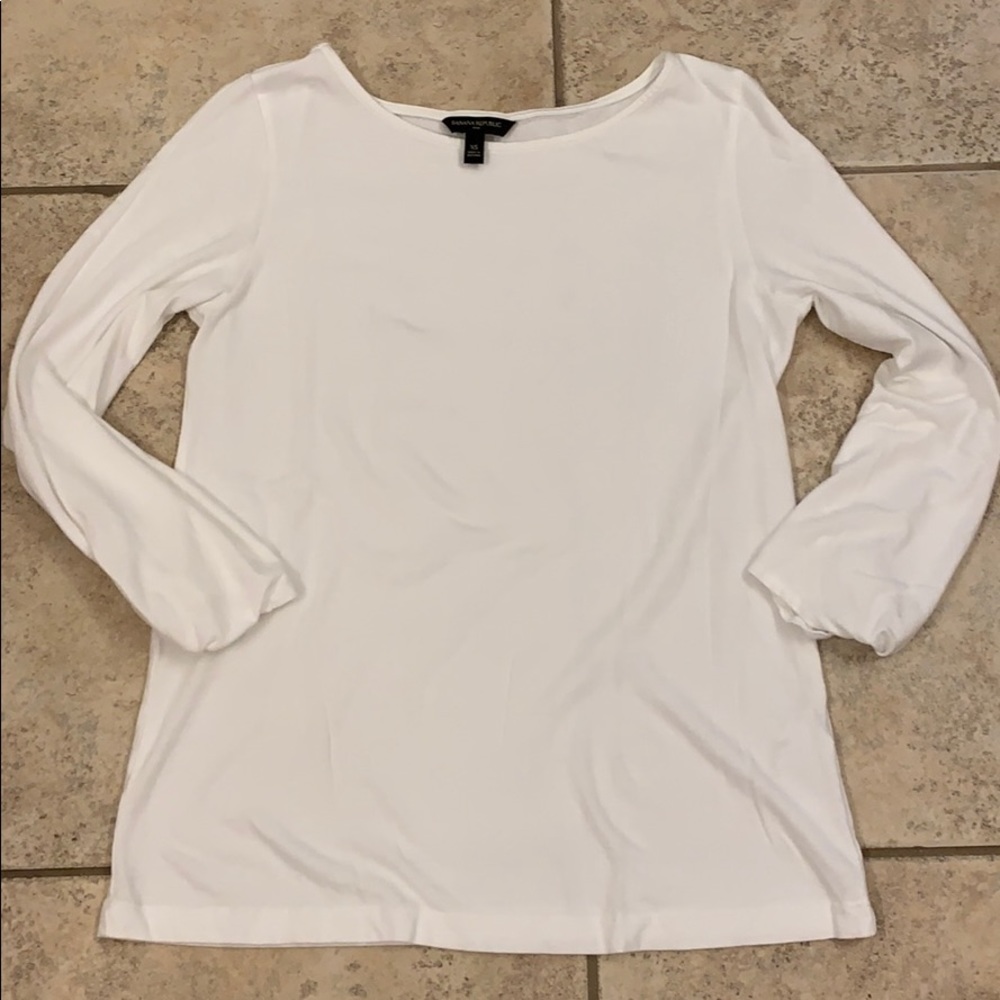 Banana Republic White Looped-End Sleeve Top XS